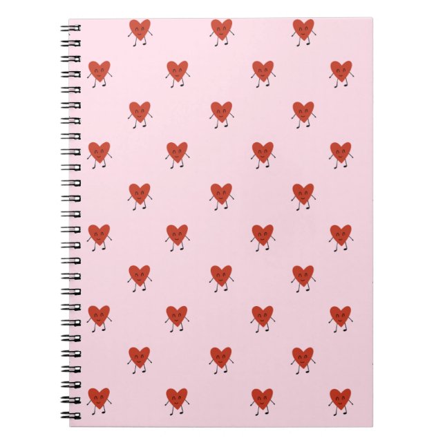 Cute Red Hearts Seamless Love Pattern on Pink Notizblock (Vorderseite)