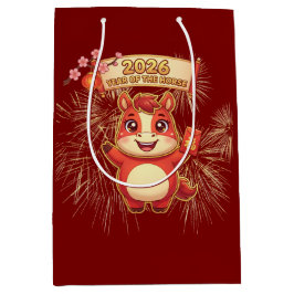 Cute Red Horse 2026 Year Of Te Horse Mittlere Geschenktüte
