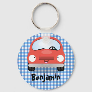 Cute red kawaii car cartoon illustration schlüsselanhänger