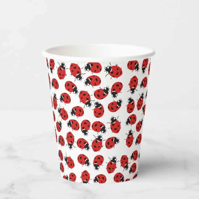 Cute Red Ladybug Pattern  Pappbecher (Vorderseite)