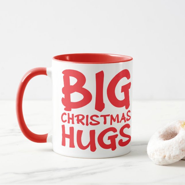 Cute red panda big Christmas hugs mug Tasse (Mit Donut)