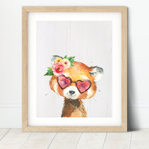Cute Red Panda Nursery Art Print Poster