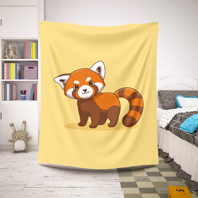 Cute Red Panda on Yellow Sherpadecke (Von Creator hochgeladen)