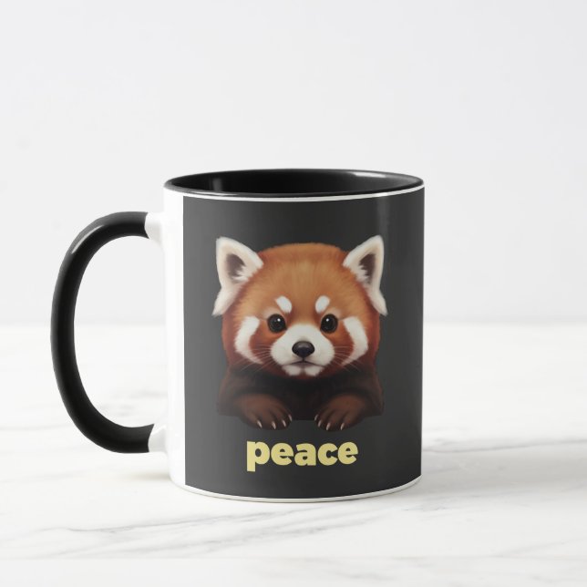 Cute Red Panda "Peace" Illustration for Kids & Nur Tasse (Links)
