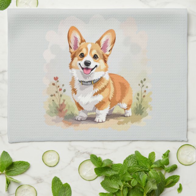 Cute Red Pembroke Welsh Corgi Dog Geschirrtuch (Gefaltet)