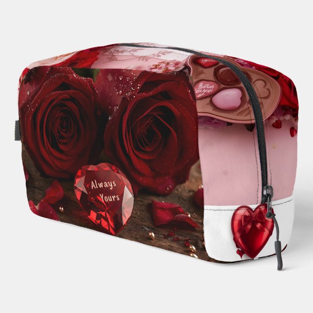 Cute Red Rose Romantic Valentine Zipper Makeup Waschbeutel (Rechte Ecke)