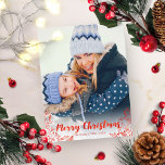Cute Red Script Photo Merry Christmas Postkarte<br><div class="desc">Simple cute photo Christmas card,  featuring a red calligraphy font,  great for light pictures.</div>