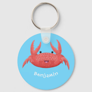 Cute red spotty crab cartoon illustration schlüsselanhänger