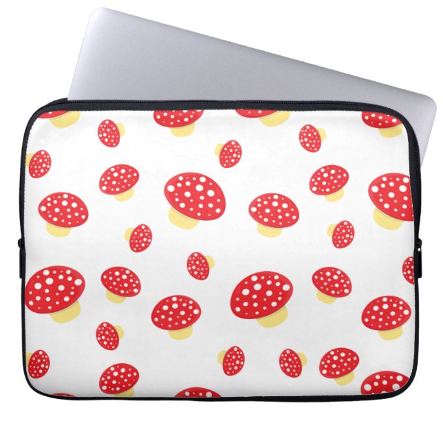 Cute Red Spotty Toadstool Mushrooms Pattern Laptopschutzhülle (Vorderseite)