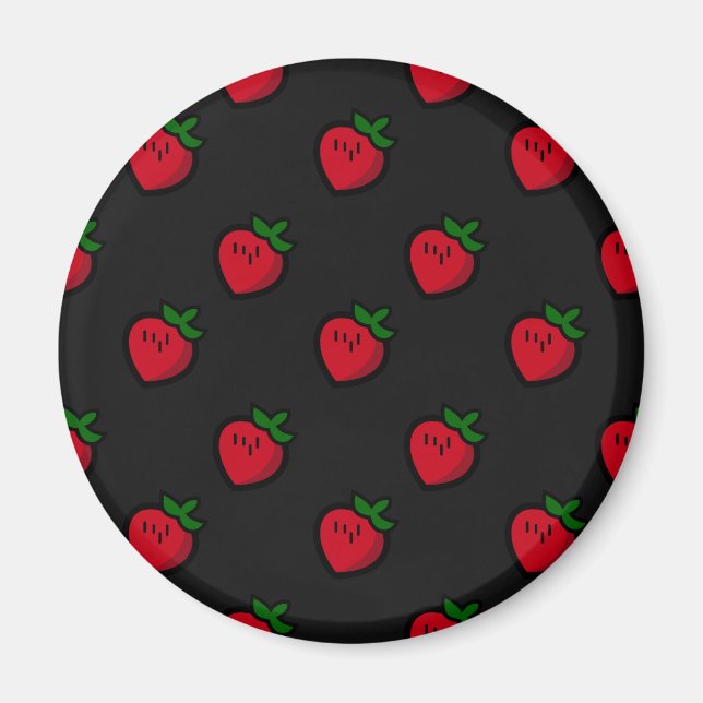 Cute Red Strawberry Pattern for Vegetarians Magnet (Vorne)