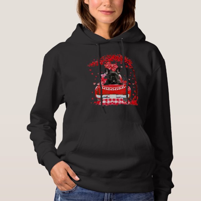 Cute Red Truck French Bulldog Valentines Day Costu Hoodie (Vorderseite)