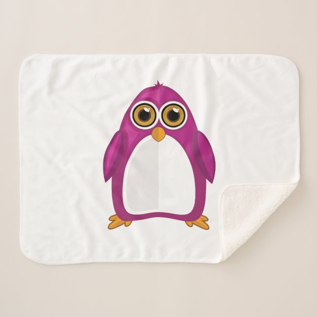 Cute Red Violet Penguin – Kawaii Cartoon Penguin Sherpadecke (Vorderseite (Horizontal))