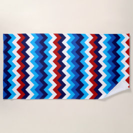 Cute Red White Blue Chevrons Beach Towel Strandtuch