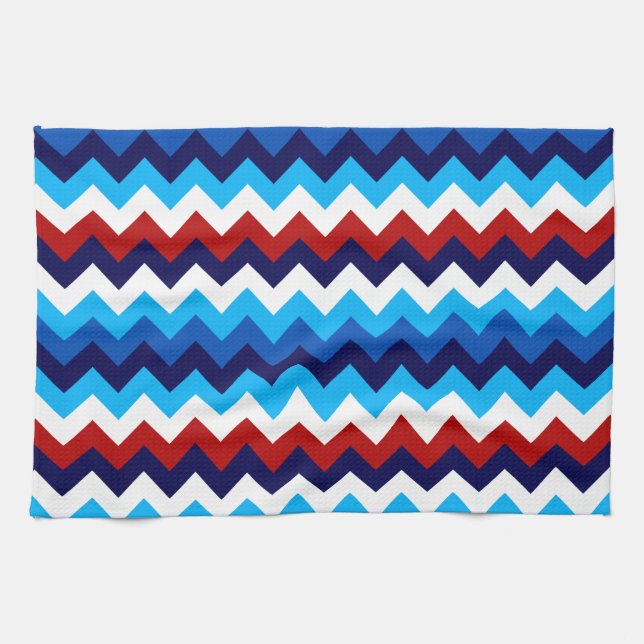 Cute Red White Blue Chevrons Kitchen Towel Geschirrtuch (Horizontal)