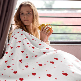 Cute Red & White Hearts Seamless Pattern Fleecedecke