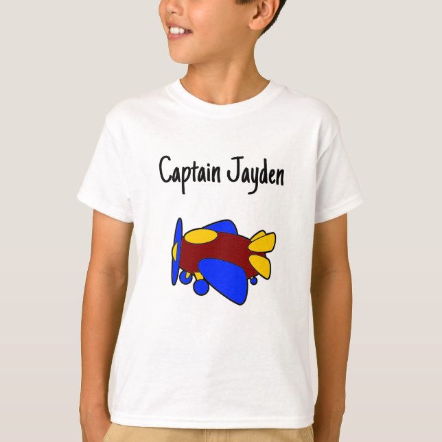 Cute Red Yellow Blue Airplane Cartoon for Kids T-Shirt (Vorderseite)