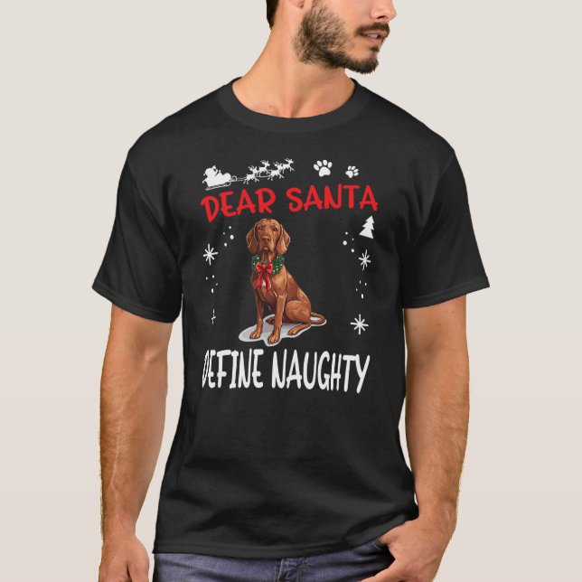 Cute Redbone Coonhound Dog Christmas Dear Santa De T-Shirt (Vorderseite)