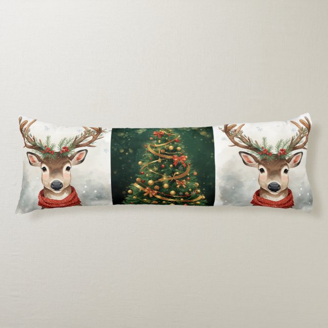 Cute Reindeer Christmas Bedding For Body Pillow Seitenschläferkissen (Vorderseite)