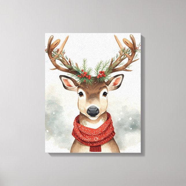 Cute Reindeer Christmas Canvas Art For Holiday Leinwanddruck (Vorderseite)