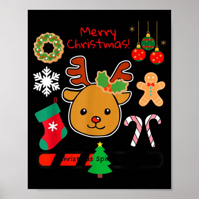 Cute Reindeer Christmas Cartoon Holiday Festive Ar Poster (Vorne)