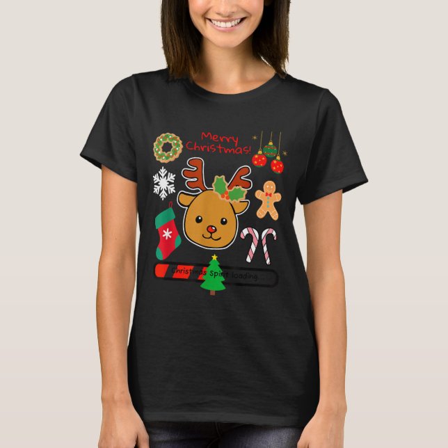 Cute Reindeer Christmas Cartoon Holiday Festive Ar T-Shirt (Vorderseite)