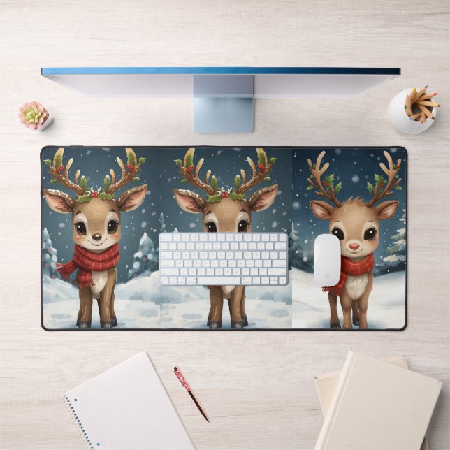 Cute reindeer christmas festive workspace schreibtischunterlage (Büro 1)