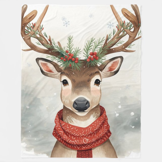 Cute Reindeer Christmas fleece Blanket (Vorderseite)