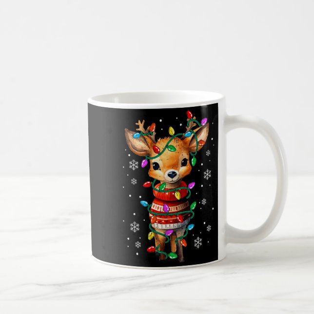 Cute Reindeer Christmas Lights Santa Xmas Pjm Wome Kaffeetasse (Rechts)