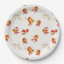 Cute Reindeer Christmas Pappteller