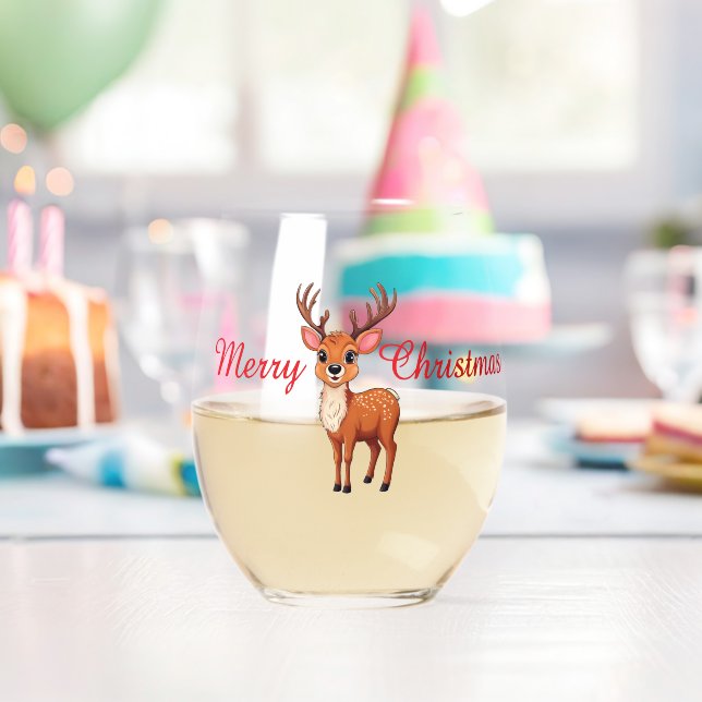 Cute reindeer Christmas Party Weinglas Ohne Stiel (Insitu (Geburtstag))