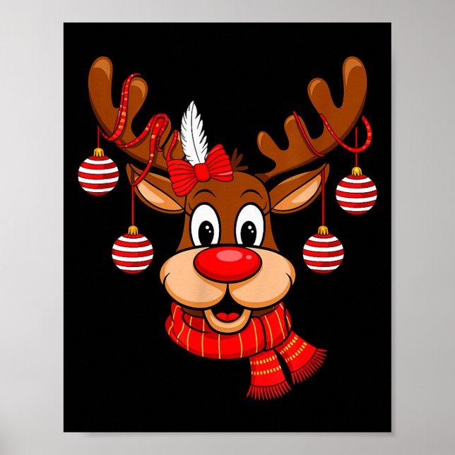 Cute Reindeer Christmas Red Nose Rudolph Xmas Kids Poster (Vorne)