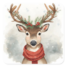 Cute Reindeer Christmas Sticker
