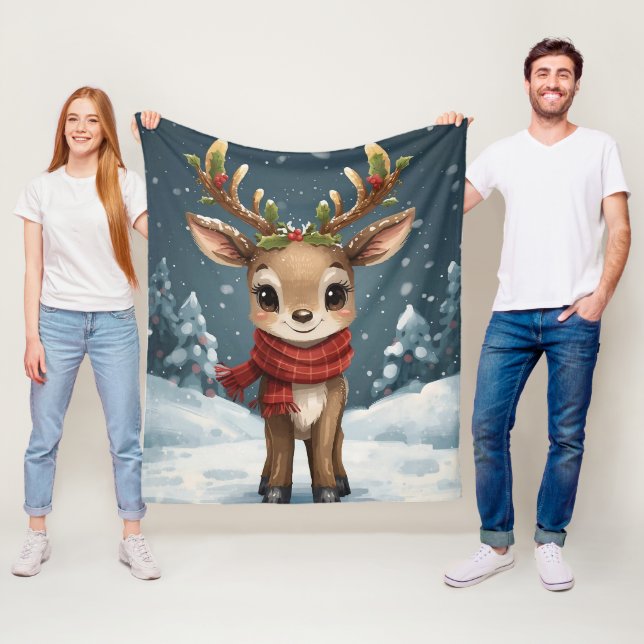 Cute reindeer christmas warm winter snuggles fleecedecke (Beispiel)