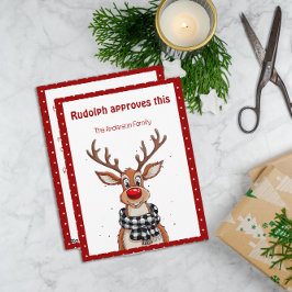 Cute reindeer christmas wish red retro Postcard Feiertagskarte
