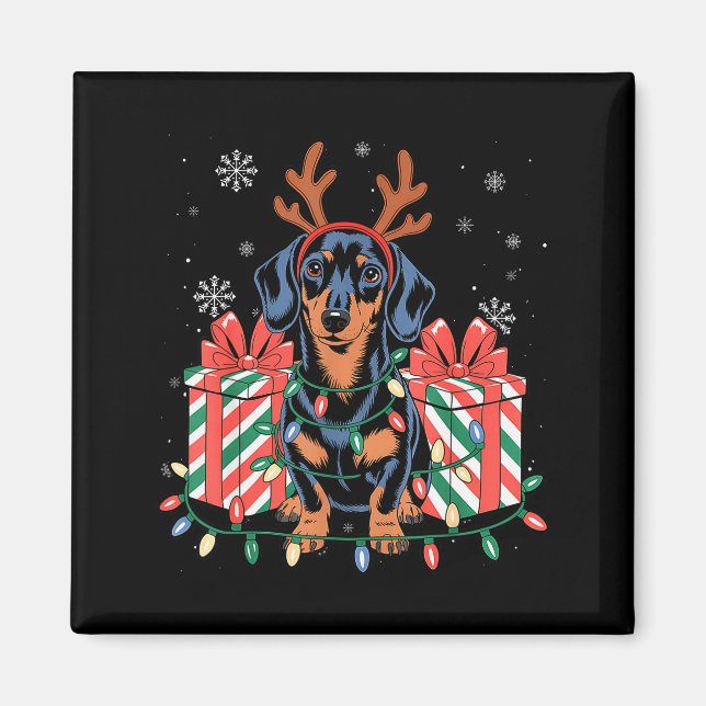 Cute Reindeer Dachshund Christmas For Women Men Do Magnet (Vorne)