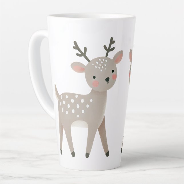 Cute Reindeer Drawing Christmas Milchtasse (Linke Ecke)