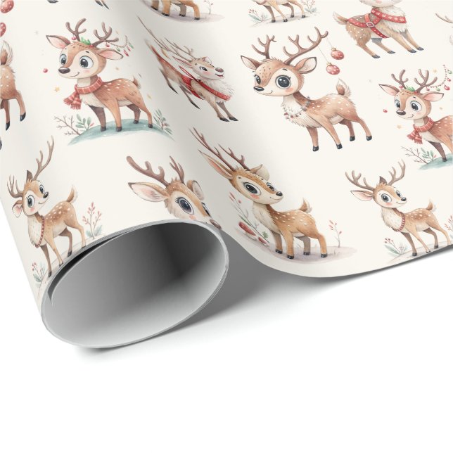 Cute Reindeer Geschenkpapier (Rolleneckpunkt)