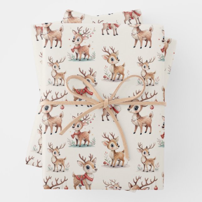 Cute  Reindeer Geschenkpapier Set (Beispiel)