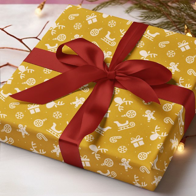 Cute Reindeer Gingerbread Modern Christmas Pattern Geschenkpapier (Von Creator hochgeladen)