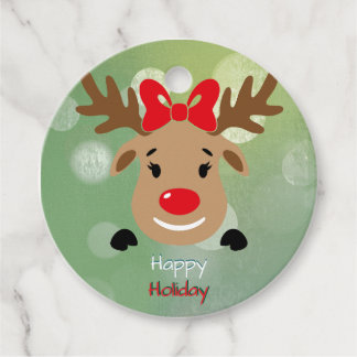 Cute Reindeer Happy Holiday Printed Favor Tags Geschenkanhänger