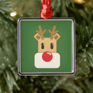 Cute Reindeer Head Cartoon Ornament Aus Metall