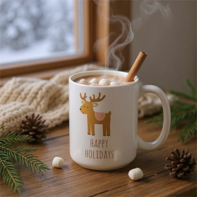 Cute Reindeer Holiday Coffee Mug Christmas Gift Kaffeetasse (Von Creator hochgeladen)