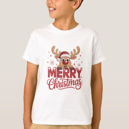 Cute Reindeer Merry Christmas Kids T-Shirt