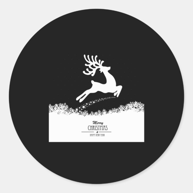 Cute Reindeer Merry Xmas Merry Christmas Happy New Runder Aufkleber (Vorderseite)