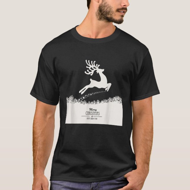 Cute Reindeer Merry Xmas Merry Christmas Happy New T-Shirt (Vorderseite)