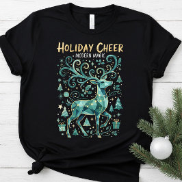 Cute Reindeer Modern Holiday,Christmas Family T-Shirt