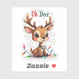 Cute Reindeer “Oh Deer” Holiday Sticker