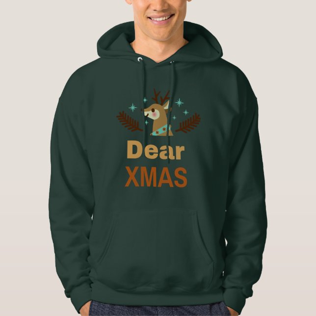 Cute Reindeer Pun Dear Xmas Holiday Art Hoodie (Vorderseite)