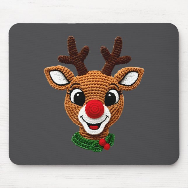 Cute Reindeer Rudolph Crochet Xmas Pajamas Holiday Mousepad (Vorne)