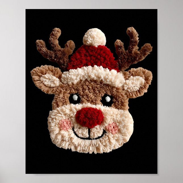 Cute Reindeer Rudolph Crochet Xmas Pajamas Holiday Poster (Vorne)